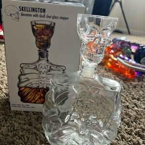 Skellington Skull Decanter with Shot Glass Stopper